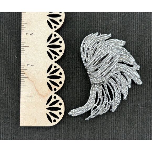 Large Vintage Silver Tone Draped Rope Statement Brooch 1950s - Picture 4 of 4